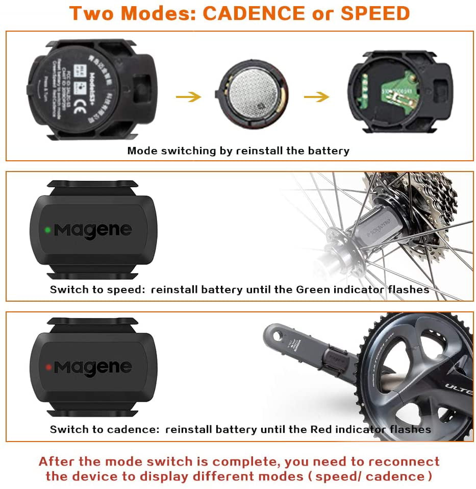 MAGENE 210 Mover H64 Heart Rate ANT+Bluetooth Bicycle Speed Cadence Sensor HOT! 