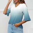 thumbnail image 5 of Ahabrexf Womens Tops Dressy Casual Ruffle 3/4 Tiered Bell Sleeve V Neck Blouses Chiffon Work Tunic Shirts, 5 of 5