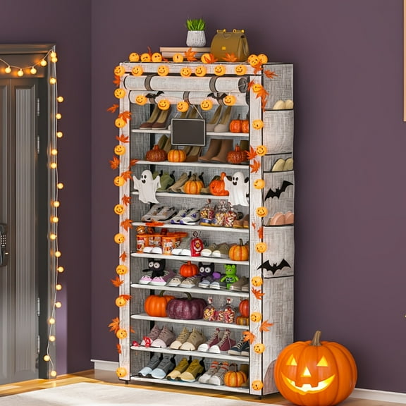 10-Tier Shoe Storage Cabinet, Large Capacity 50-56 Pairs Tall Shoe Rack for Entryway Closet, Dustproof Floor Standing Organizer