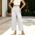 thumbnail image 5 of Lmueinov Wide Leg for Women High Waisted Elastic Waist Casual Trousers Wide Waistband Trendy Solid Color Loose Fit Flowy Summer Lounge Pants, 5 of 7