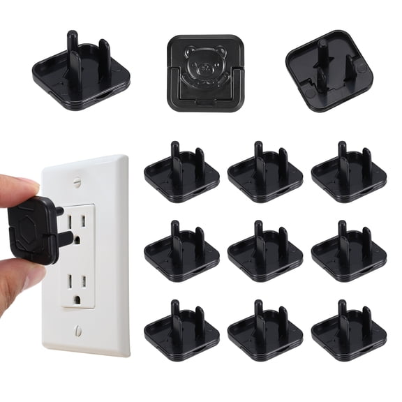 Uxcell 12 Pack Outlet Covers Proofing, Electrical Safety Plug Covers Outlets Socket Proof Caps Easy Install Plug Power Sockets Protectors for 3-Prong Wall Plate, Black