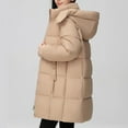 thumbnail image 3 of Cavosen Quilted Puffer Jackets for Women Hoodie Full Zipper Long Coat Thickened Warm Long Sleeve Down Jacket Maxi Length Bubble Padded Fitted Jacket with Pocket Winter Outwear Brown 2XL, 3 of 3