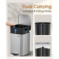 thumbnail image 6 of Lovewind 5.2 Gallon Trash Can with Lid,Footstep Garbage Kitchen Can for Kitchen Bedroom Home Office, 20 Liter Trash Bin Brushed Stainless Steel Waste Bin with Soft-Close Lid,Silver, 6 of 8