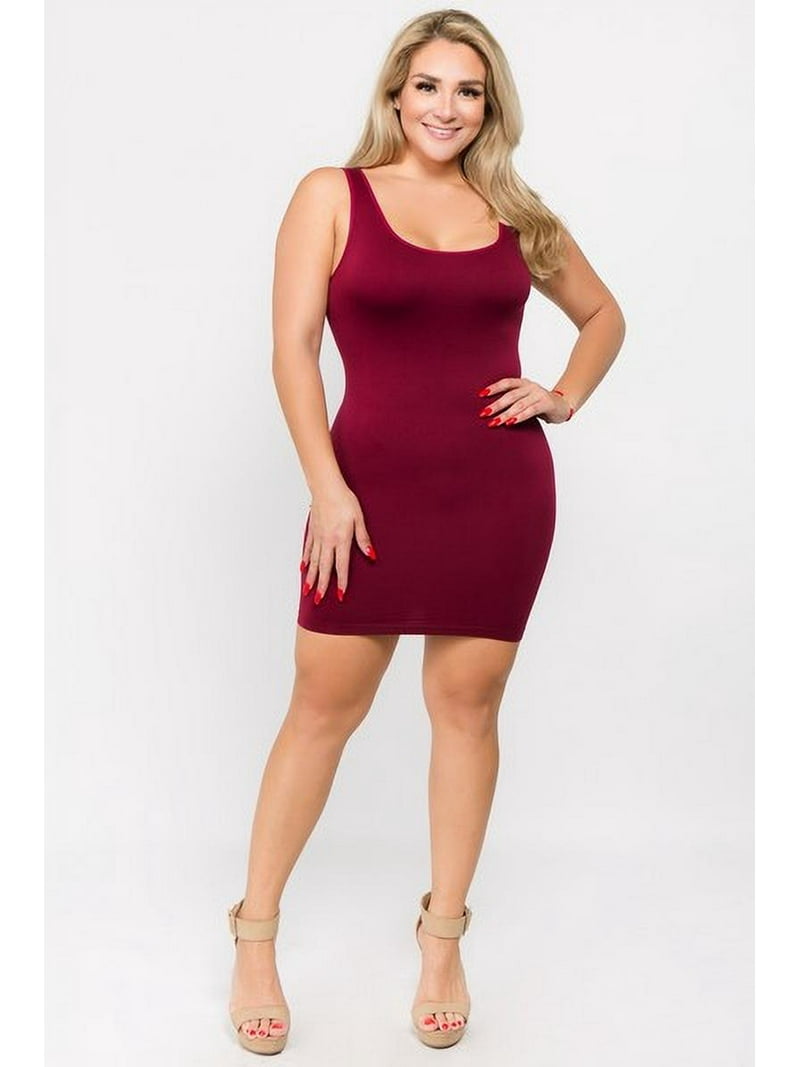 K-Cliffs Women's Plus Size Sleeveless Ribbed Tank Dress