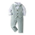 thumbnail image 2 of Karoyedx Baby Suits for Boys Christmas Toddler Boy Suit Formal Wedding Outfits Gentleman Clothes Long Sleeve Shirt + Suspender Pants + Bowtie Mint Green Size,9-10 Years, 2 of 6