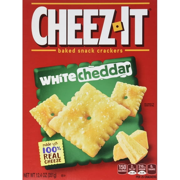 Sunshine, Cheez-It Baked Snack Crackers, White Cheddar, 12.4Oz Box (Pack Of 4)