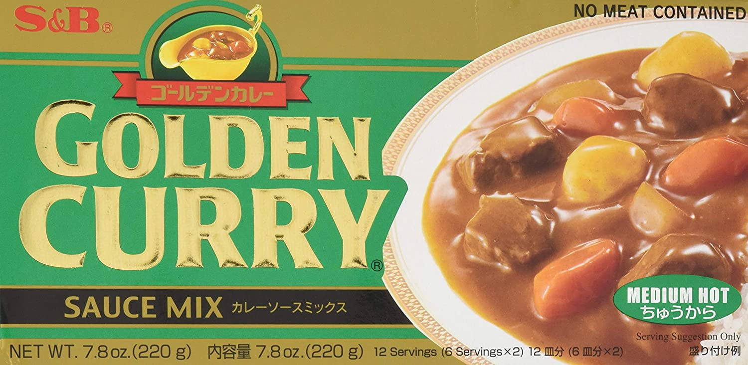 S&B Golden Curry Sauce Mix, Medium Hot, 7.8Ounce