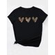thumbnail image 5 of Women'S Casual Crew Neck T-Shirt with Leopard Print Heart Graphics, 100% Polyester Medium Stretch Fabric, Short Sleeve Tee for Spring/Summer/Fall - Black & Army Green Options, 5 of 8