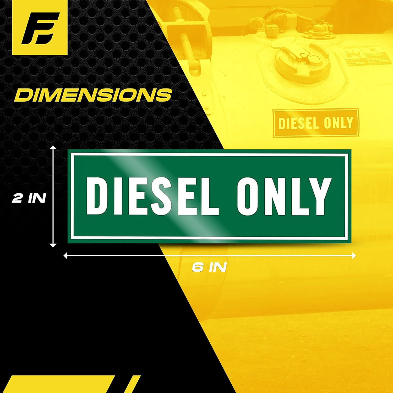 Diesel Only Sticker - Diesel Label for Fuel Storage Container, Truck, Tractor and Heavy Equipment - Weather Proof, Extreme Stick, Ultra-Durable - USA Made (6x2 inch), 2 Labels