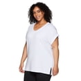 thumbnail image 3 of RBX Active Women's Plus Size French Terry V-Neck Short Sleeve Tunic Top, 3 of 5