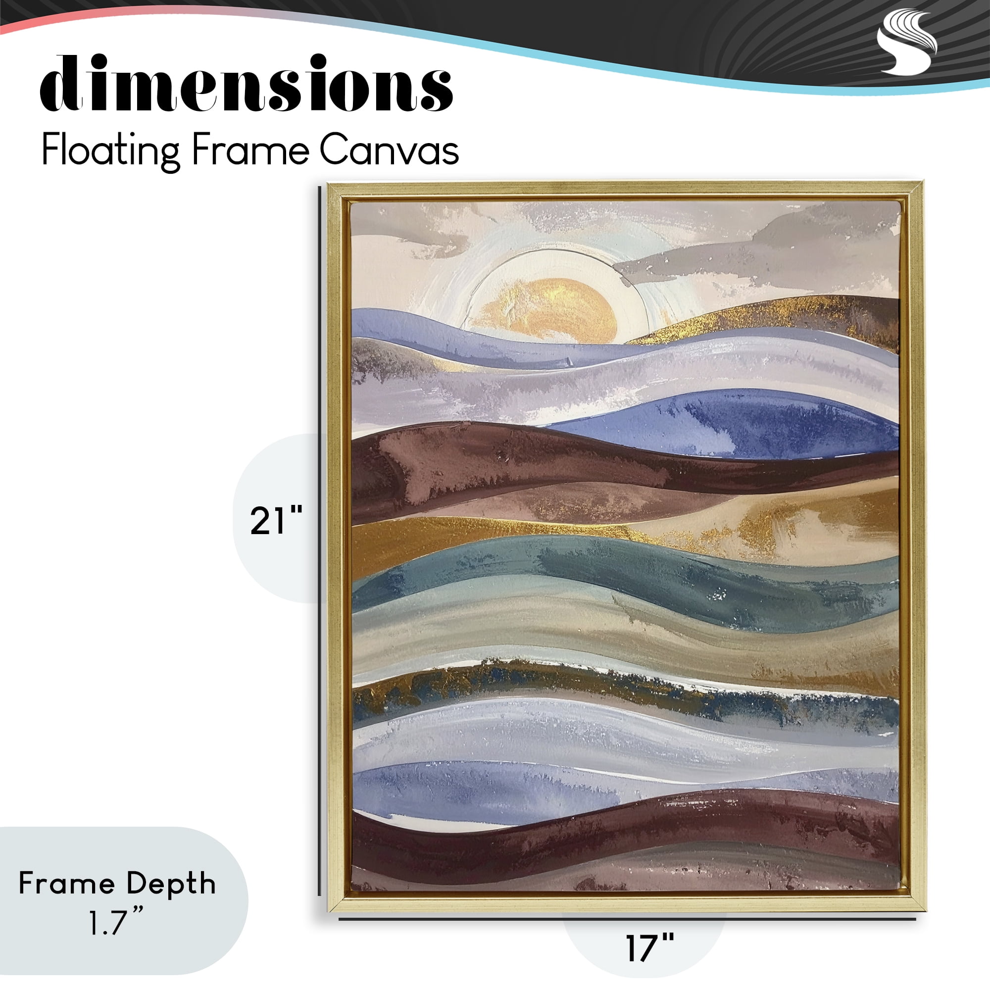 Stupell Industries Layered Ocean Flow Gold Framed Floater Canvas Wall Art, design by Alonza Saunders