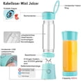 thumbnail image 4 of Portable Smoothie Maker Mixer USB Rechargeable Juicer Mini Stand Mixer with 6 Sharp Stainless Steel Blades, 480ML, 4 of 7