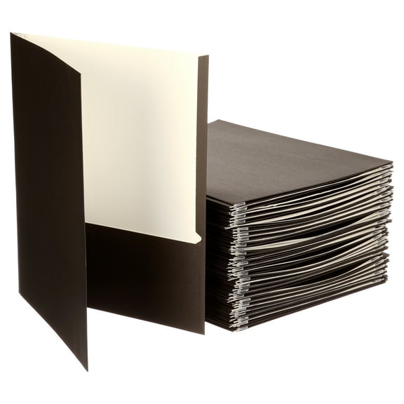 Better Office Products Letter Size 2-Pockets Pocket Folders, Black, 50 Count