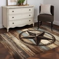 thumbnail image 4 of Rectangle Area Rugs 3 x 5 Ft, Western Texas Star Retro Non-Slip Residential Carpet, Rustic Farmhouse Wooden Brown Indoor Crawling Mats Runner Rugs for Living Room/Dining Room/Bedroom, 4 of 9