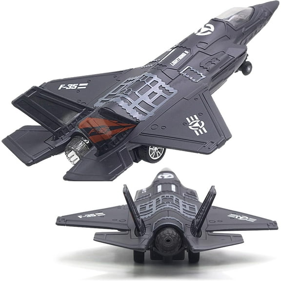 BTEPSGA Fighter Jet Military Plane Model F-35 Aircraft Army Air Force Diecast Metal Pull Back Bomber Attack Plane with Lights and Sounds for Kids or Commemorate Collection