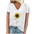thumbnail image 1 of Camisetas de Manga Corta para las Mujeres, Impresión de Cuello en V Camiseta Casual Top Hecho de 95% Poliéster 5% Spandex para el Uso Diario de Primavera Verano, Camisetas para las Mujeres Casual, 1 of 4