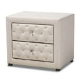 thumbnail image 1 of Baxton Studio Lepine 2-Drawer Tufted Fabric and Wood Nightstand in Light Beige, 1 of 8