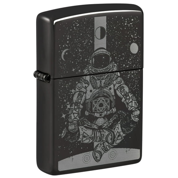 Zippo Lighter: Astronaut in Space, Photo Image - High Polish Black 46106