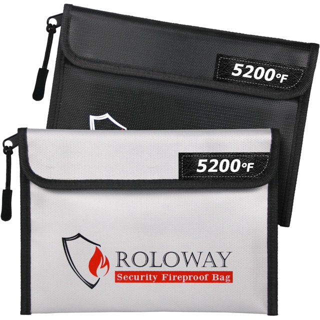 Small Fireproof Bag (5 x 8 inches), Non-itchy Fireproof Money Bag for Cash, Valuables, Passport, Currency & Keys (2-Pack)