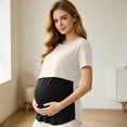 thumbnail image 4 of WAGUTH Short Sleeve Maternity Shirts for Women Contrast Color Double Layer Nursing Tops Summer Postpartum Breastfeeding T-Shirts,Beige,XXL, 4 of 8