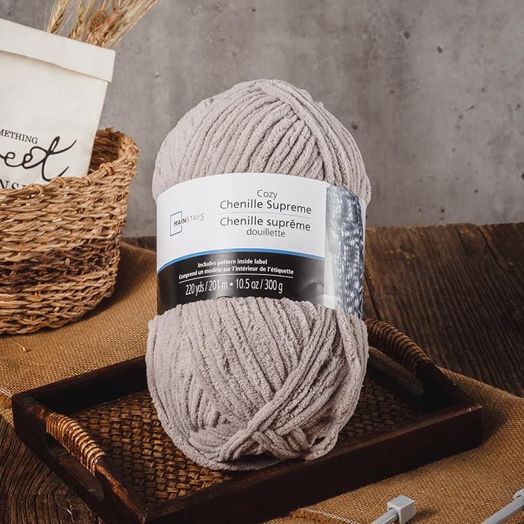 Fil chenille de gris chaud confortable de MAINSTAYS Fil 100% polyester