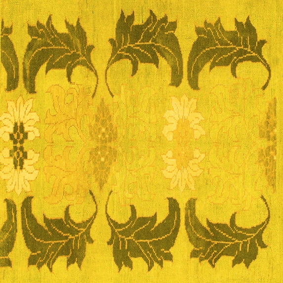 Ahgly Company Indoor Square Abstract Yellow Modern Area Rugs, 7' Square