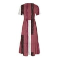 thumbnail image 3 of FAIWAD Robe à Manches Courtes pour Femme Grande Taille, à Blocs de Couleur, Robe d'Été Décontractée, Fluide, Coupe Trapèze, avec Poches, 3 of 4
