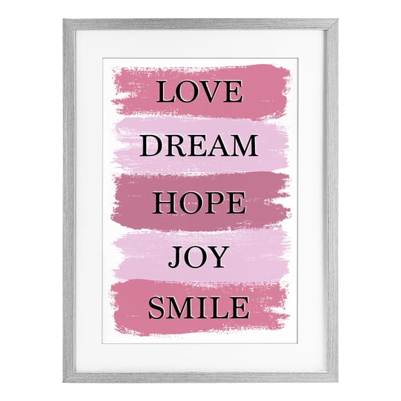 Stupell Industries Contemporary Love Dream Hope Joy Smile Gray Framed Print Under Glass, 14 x 20, by Martina Pavlova