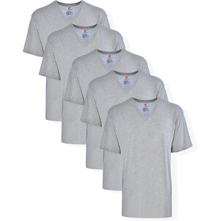 Hanes Men's Tall Man V-Neck T-Shirt (Pack of 5) Gray, 4X-Large Tall