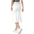 thumbnail image 3 of INSPIRE CHIC Fishtail Denim Skirt for Women's Washed Midi Jean Bodycon Skirt XS Cream White, 3 of 6