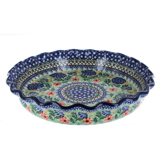 Blue Rose Polish Pottery Sofia Pie Plate