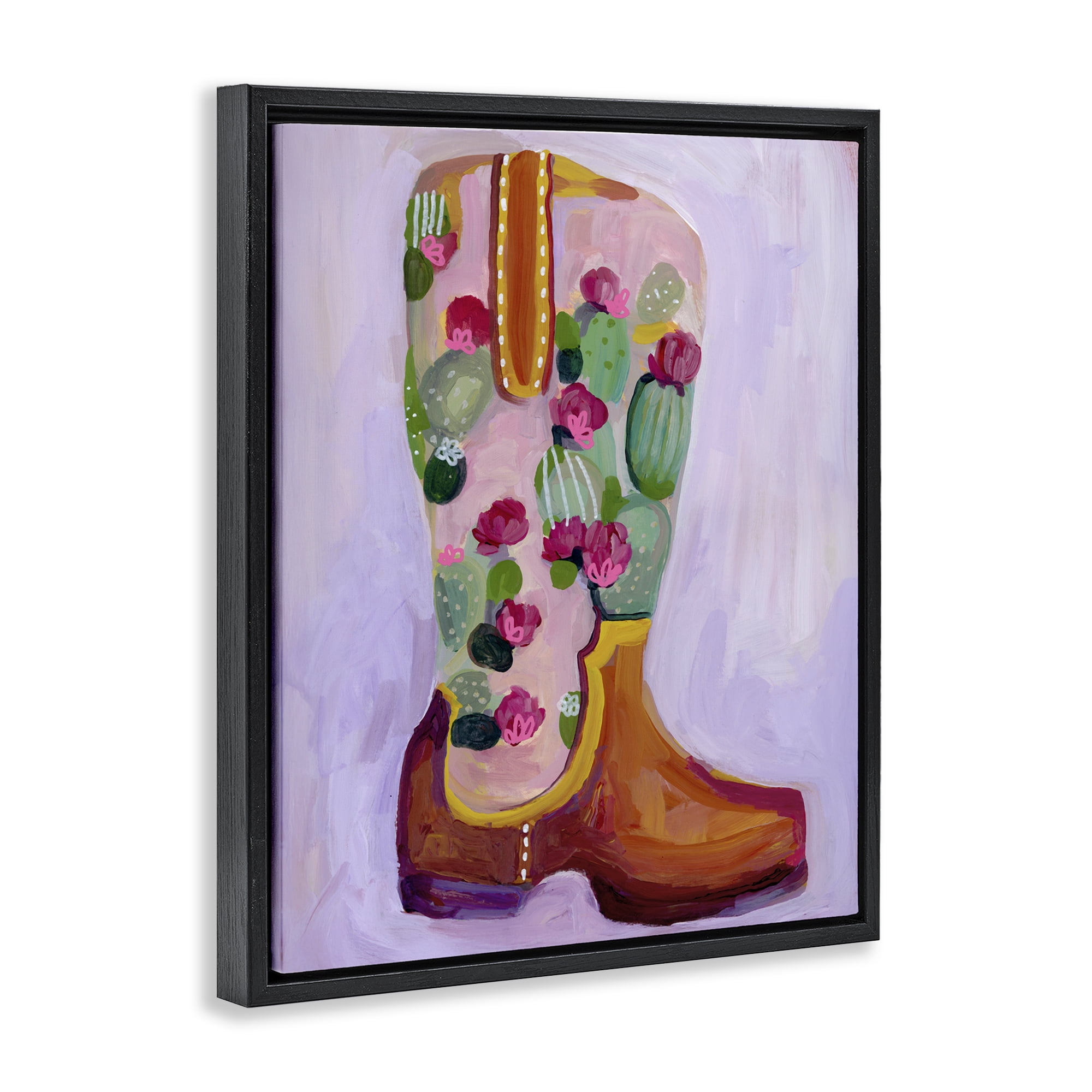 Desert Day Dream Boots Black Framed Floater Canvas Wall Art, design by Ashley Davis