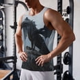thumbnail image 5 of Lsque Valley Gray Dragon Pattern Mens Tank Tops Muscle Athletic Quick Dry Sleeveless Workout Fitness T Shirts Beach Tank Top, Loose-fit Sleeveless Shirt for Men-X-Large, 5 of 7
