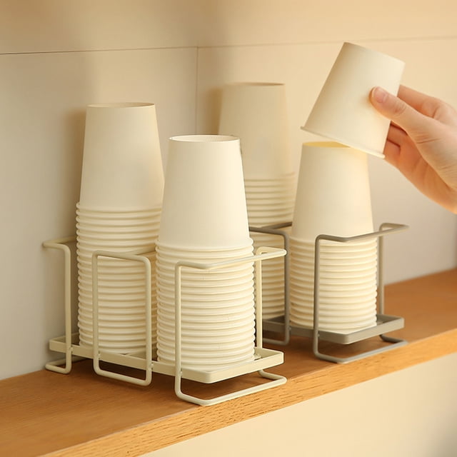 Homerr - Estante para vasos de papel, resistente, moderno, con ranuras individuales y dobles, de metal sólido, organizador de encimera resistente para el hogar y la cocina.