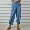 thumbnail image 1 of Pantalones holgados de cintura alta con botones y tobillos de algodón y pantalones de pierna ancha para mujer de estilo europeo y americano., 1 of 5