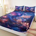 thumbnail image 3 of jejeloiu Magic Cartoon Dragon Bed Sheets,Pink Lotus King Sheets,Galaxy Starry Night Sheet Set For Boys Teens,Super Cozy Room Decor,4 Pieces, 3 of 7