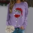 thumbnail image 2 of Fiaer Crewneck Sweatshirts Christmas Women Funny Oversized Long Sleeve Xmas Red Glass Pullover Loose Fit Trendy Tops Light Purple M, 2 of 4