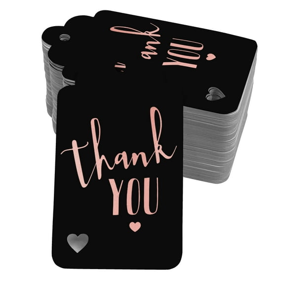 Inkdotpot Pack Of 50 Real Rose Gold Foil Paper Tags Thank You Bridal Shower-Baby Shower-Retirement-Wedding-Birthday Favor Hang Tags