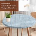 thumbnail image 3 of Misty Blue Rustic Round Tablecloth 36-44 Inch Round Fitted Table Cloth with Elastic Edge, Vintage Farmhouse Blue Solid Color Waterproof Table Cover Protector for Outdoor Picnic Party Dining, 3 of 9
