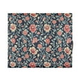 thumbnail image 2 of Dark Blue Floral Print Door Curtain 54x72in UV Blocking Mesh with Adjustable Tie Back Rod Pockets, 2 of 10