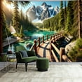 thumbnail image 3 of Gojian Nature Tapestry Forest Tree Sea Cave Wall Hanging, Stream Through Rainforest Landscape Wall Art Tapestry for Bedroom Living room, 3 of 6