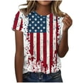 thumbnail image 2 of Cavosen Independence Day Clothes Women Petite Red White and Blue Short Sleeve Crew Neck T Shirts USA Flag Graphic Shirts Lady XL Patriotic Casual Shirts Independence Day Tunic Tees Patriotic Clothes, 2 of 4