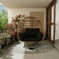 thumbnail image 7 of 360° Swivel Egg Chair, Oversized Patio Rotating Basket Chair, Waterproof, Steel Frame & Metal Base, PE Rattan Lounge Chair for Indoor & Outdoor Porch Living Room Backyard, 7 of 7