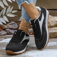 thumbnail image 2 of Rokment Womens Vintage Platform Skate Fashion Sneakers Walking Running Shoes Retro Color Block Suede Casual Memory Foam Non Slip Skateboarding Tennis Shoes Black Size 9, 2 of 7