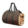 Follure Canvas Waxed Firewood Fireplace Carrying Bag, Outdoor, with Wooden Handles