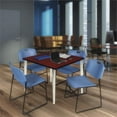 thumbnail image 2 of 48" Sq Breakroom Table- Mahogany Top- Chrome Base & 4 Zeng Stack Chairs- Blue, 2 of 8