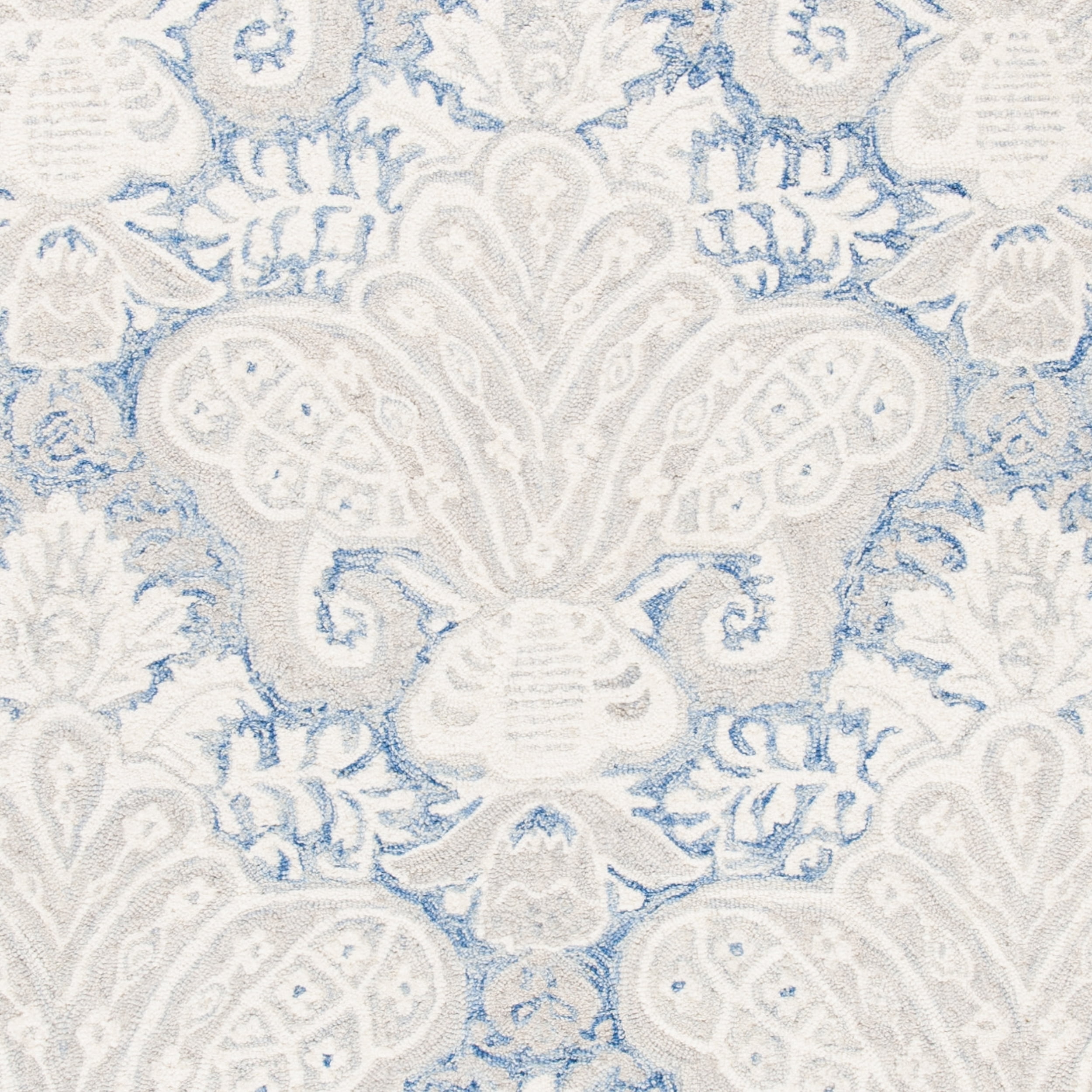 SAFAVIEH Micro-Loop Deziree Floral Trellis Wool Area Rug, Blue/Ivory, 4' x 6'