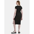 thumbnail image 3 of No Boundaries Slit Midi Dress with Short Sleeves, Women's XXS-XXL, 3 of 4