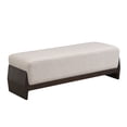 thumbnail image 3 of Christopher Knight Home 55" Solid Wood Bench with Thick Soft Cushion, 3-Person Upholstered Seat, Brown+White, 3 of 10