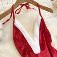 thumbnail image 3 of QueenLine Red Christmas Sexy Lingerie Cosplay Rabbit Jumpsuit Belt Backless Hollow Out Lace-up Sweet Bodysuit (Red, L), 3 of 7